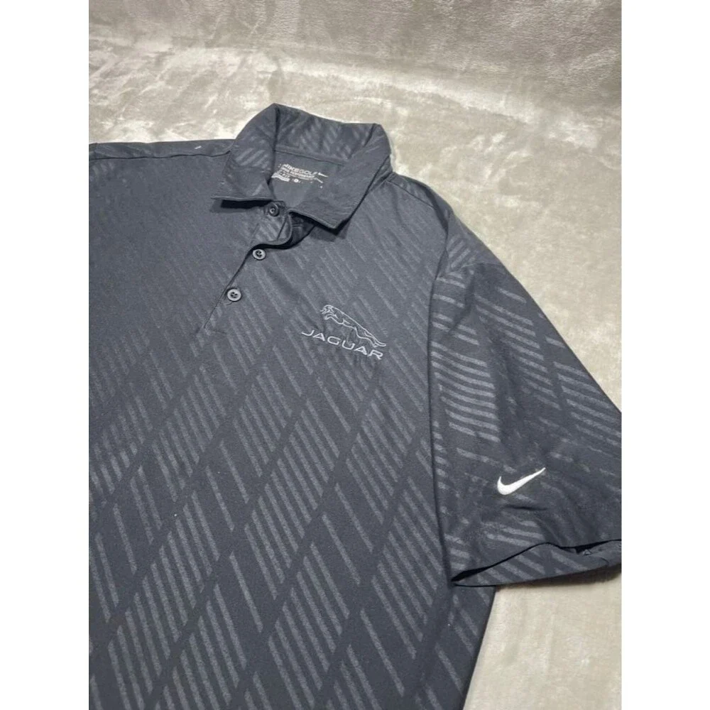 Nike Golf Jaguar Polo Shirt Men Large Black Performance Dri-Fit Embroidered